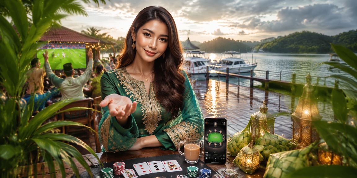 Permainan poker meja sempena Hari Raya di platform 31400 Malaysia dengan suasana meriah